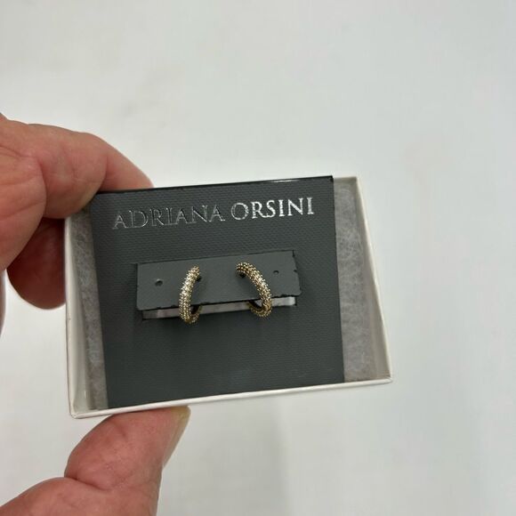 Women’s Adriana Orsini pave small hoop earrings - Picture 6 of 7